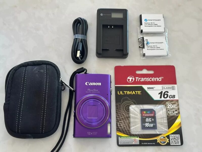Canon PowerShot ELPH 360 HS 20.2 MP Digital Camera in Purple *Rare* With Extras!